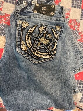 Miss Me Light Blue Embroidered Star Boot Cut Jeans